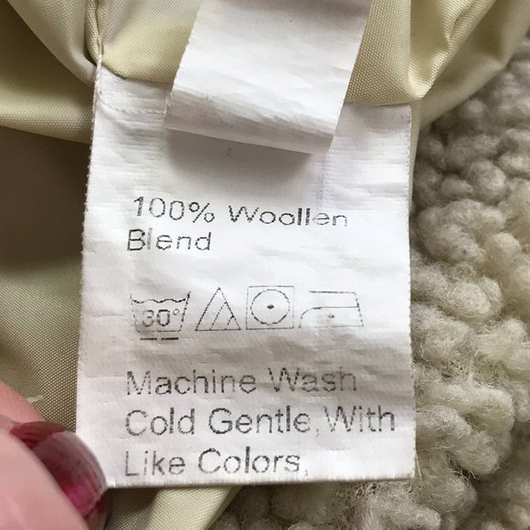 Shein Ladies Wool Blend Cropped Jacket Beige Size Small Faux Fur Sherpa - Picture 11 of 12